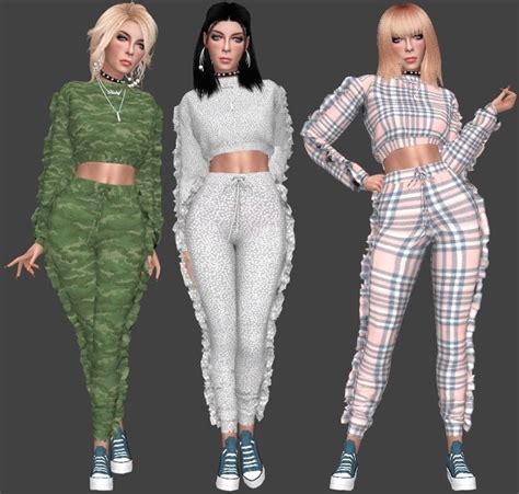 Sims 4 Experiment — Ruffle Sweat Shirt And Pants Recolors Download Sfs
