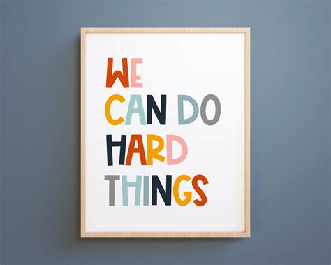 We Can Do Hard Things Positive Affirmation Kids Wall Art Etsy