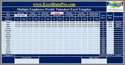Excel Weekly Timesheet ~ Excel Templates