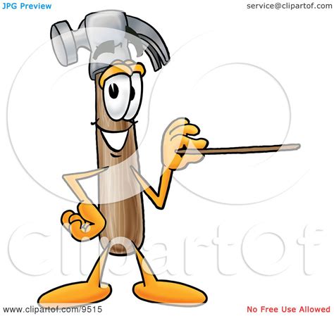 Clipart Picture Of A Hammer Mascot Cartoon Character Holding A Pointer