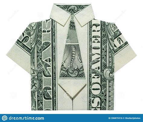 Money Origami Shirt With Tie Folded With Real One Dollar Bill Isolated