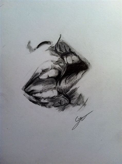 Two Mouths Kissing Pencil Lips Illustration Kissing Drawing Drawings