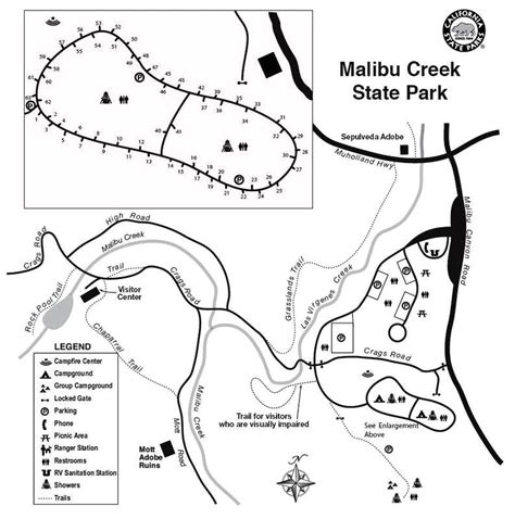 Printable map (1.1 mb) aerial view. Malibu Creek State Park Map : Photos, Diagrams & Topos ...