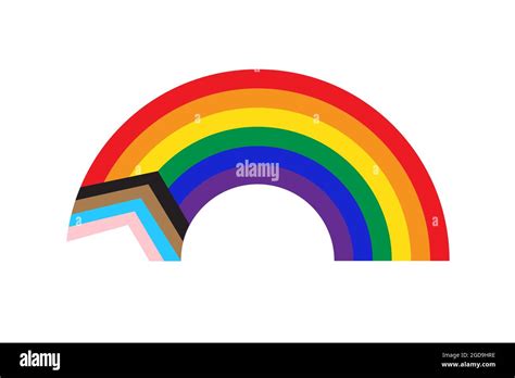 rainbow icon with new pride flag lgbtq redesign including black and brown stripes flat vector