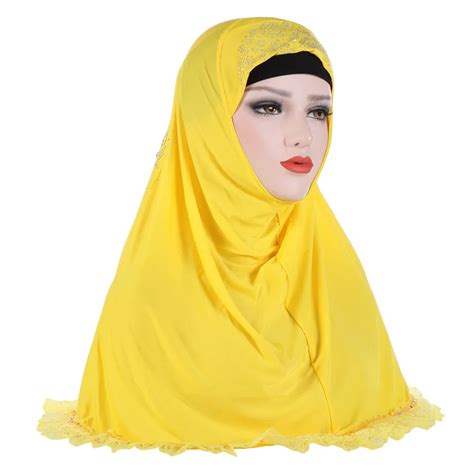 Muslim Hijab Islamic Scarf Woman Cap With Beautiful Lace Polyester Soft Muslim Full Cover Inner