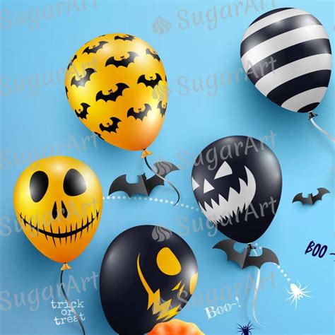 Blue Halloween Ghost Balloons Icing Isa154 Sugar Art