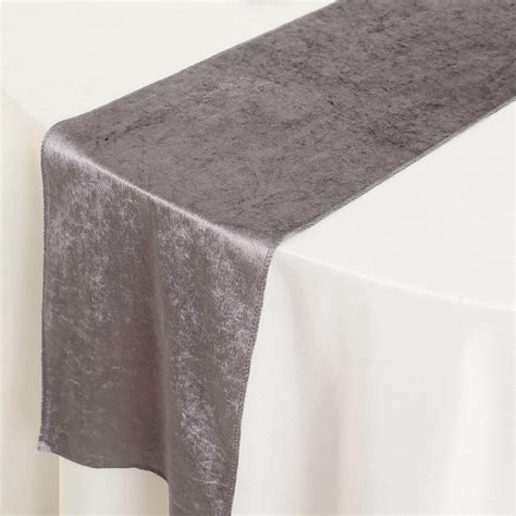 Balsacircle 12x107 Inch Charcoal Grey Premium Velvet Table Runner Party