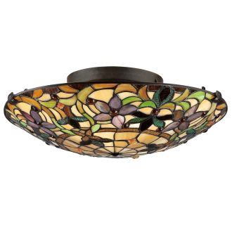 6 high x 17 wide, weight: Quoizel TF1396SVB Vintage Bronze Tiffany 2 Light 17" Wide ...