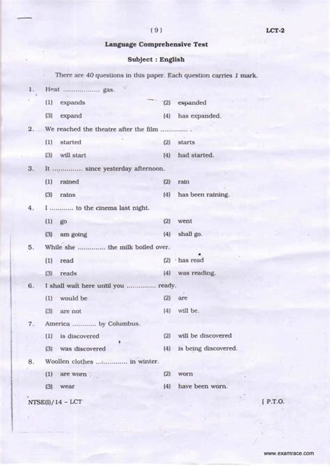 I did the same and was in for a surprise during the exam as it had questions which were way harder than. NTSE Exam Sample Paper - 2020 2021 Student Forum