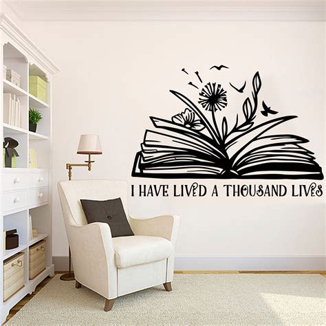 Books Vinyl Wall Art Decal Book Quotes Library Wall Decal Etsy