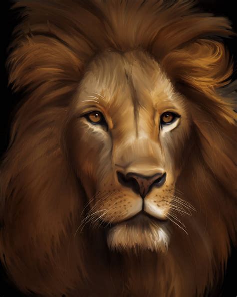 African Lion Painting Art Digital Print Animal Portraits Art Dog