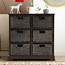 Kepooman Modern Wooden Storage Cabinet With 6 Rattan Baskets For 