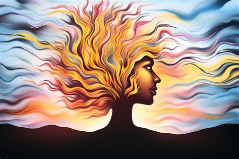 Premium Vector An Abstract Painting Of A Womans Head With Flowing Hair