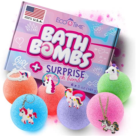 Eco Time Handmade In Usa Bath Bombs For Girls With Unicorn Jewelry