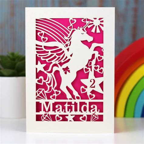 Personalised Papercut Unicorn Birthday Card Pogofandango