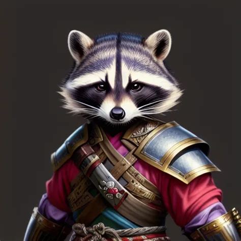Anthropomorphic Raccoon Wearing Samurai Armor Sa Starryai