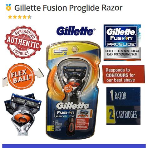 gillette fusion proglide flexball manual with 2 blades 1 razor handle and 1 cartridges holder