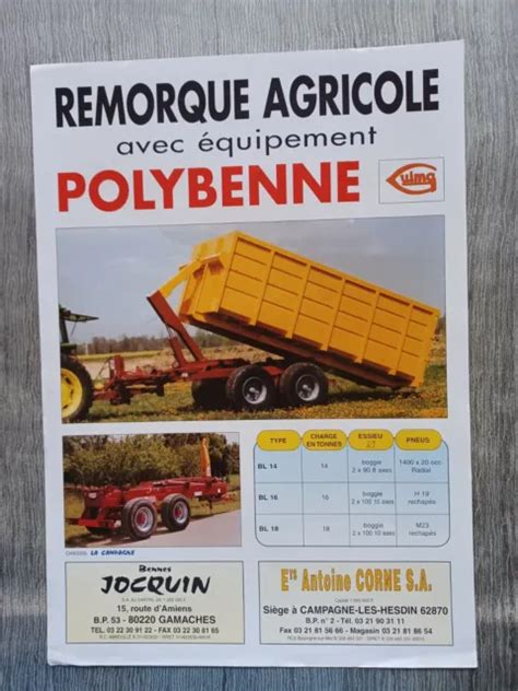 PROSPECTUS BROCHURE REMORQUES Epandeurs Jocquin No Tracteur EUR 0 40
