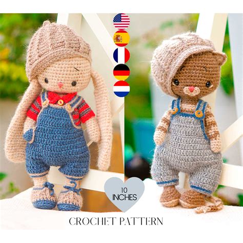 Crochet Toy Clothes Pattern Farm Style Outfit For 1025cm Toys