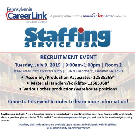 Staffing Service Usa Recruiting Event Pa Careerlink® Of Lancaster County