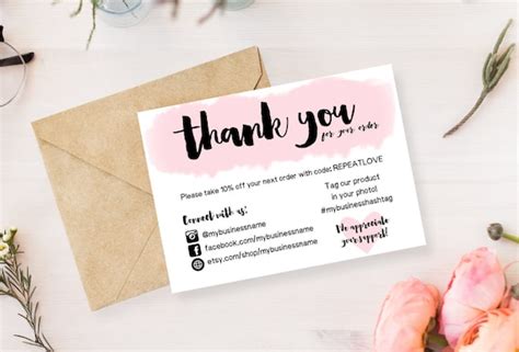 Instant Download Editable And Printable Thank You Cards For Etsy