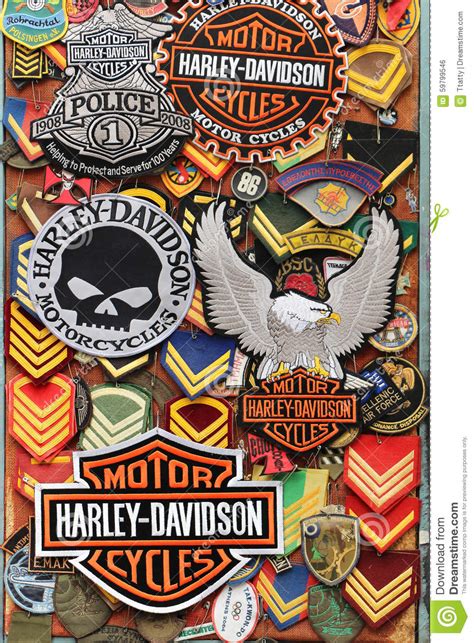 Other winged patch designs popular with riders. Harley Davidson patches editorial photo. Image of emblem - 59799546