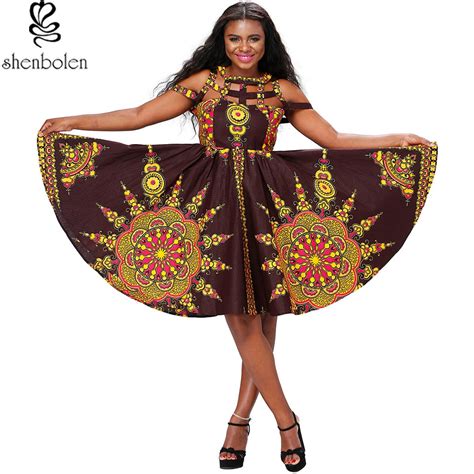 Shenbolen 2018 New Women African Print Dashiki Dress Maxi Party Dresses