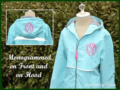 Monogrammed Front And Hood Rain Coat Jacket By Somethingyouts 63