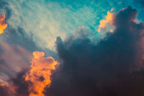 Hd Wallpaper Cumulus Nimbus Cloud Gray Orange And Blue Sky At