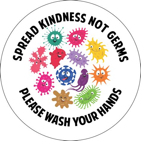 Spread Kindness Not Germs Sticker Wash Your Hands Sticker Wallmonkeys