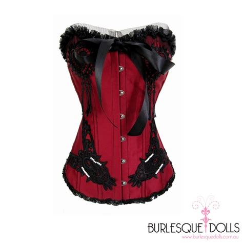 Red Black Lace Corset Burlesque Dolls