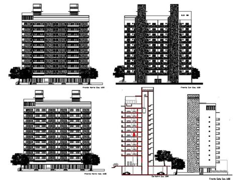 10 Storey Apartment Building Sectional Elevation Drawing Dwg File