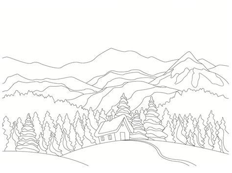 Coloriage paysage hiver  30 dessins à imprimer gratuitement
