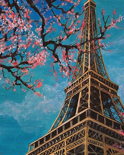 Eiffel Tower Oil Painting On Canvas100 Hand Paintingbeautiful Plum