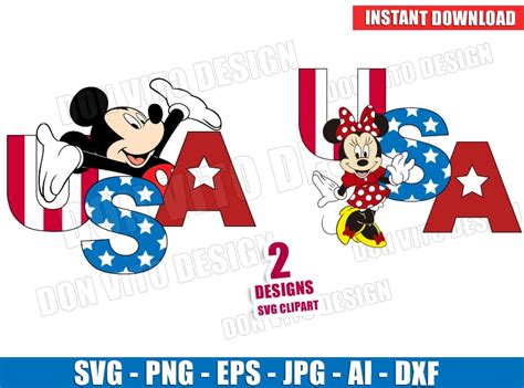 USA Mickey & Minnie Mouse SVG PNG files Cricut - Best Design