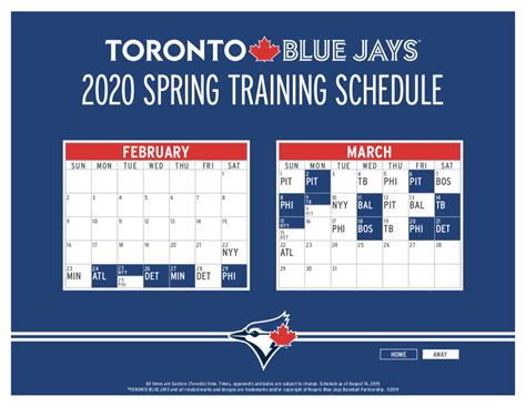 Blue Jays 2020 Spring Training Schedule Rtorontobluejays