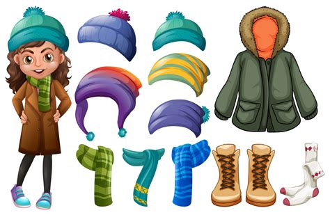 Girl And Different Types Of Winter Clothes Download Free