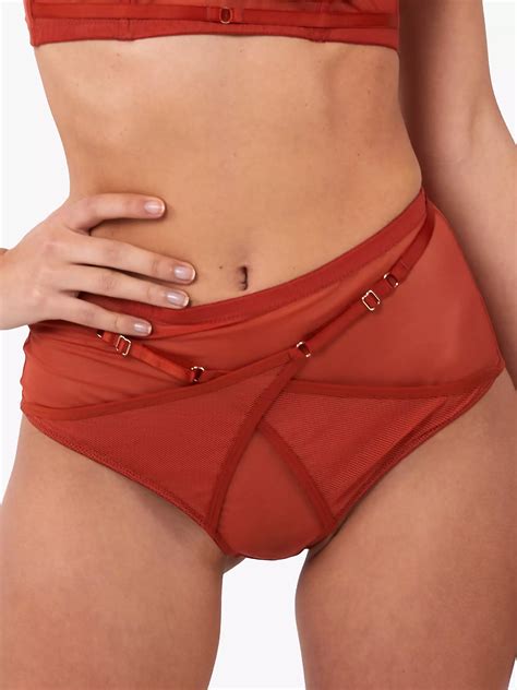 playful promises eddie crossover wrap high waist knickers rust at john lewis and partners