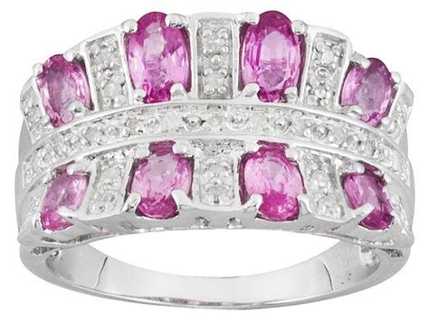 Pink Sapphire 245ctw Oval With Diamond Accent Round 10k White Gold