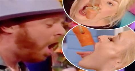 holly willoughby and fearne cotton put carrots in their mouths in very x rated way on celebrity