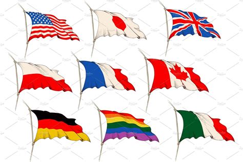Several Different Flags Different Flags Flag Picture Engraving