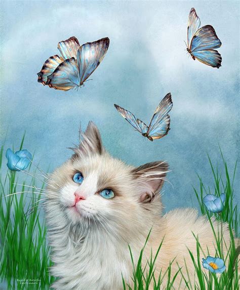Butterfly Cat Art Cat Artwork Cat Painting