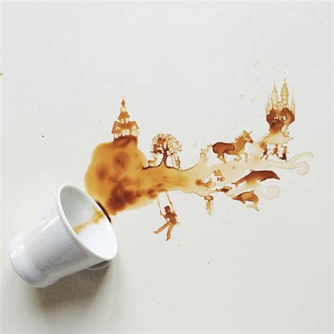 Spilled Coffee Transformed Into Amazing Art Tettybetty