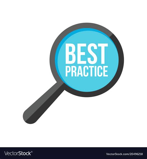 Best Practice Word Magnifying Glass Royalty Free Vector