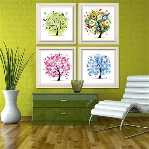 Diamond Embroidery 5d Picture Of Rhinestones Four Seasons Trees Images
