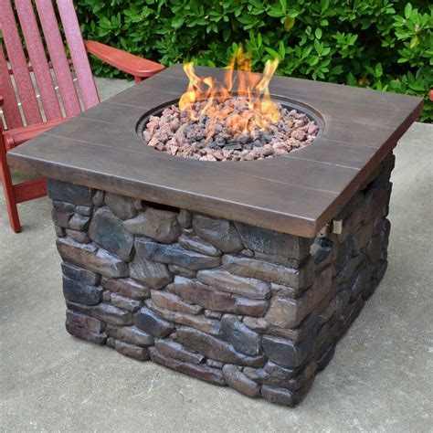 Tortuga Outdoor Yosemite Faux Woodstone Propane Fire Pit Table