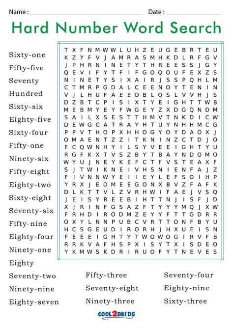Difficult Math Word Search Printable