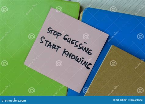 Concept Of Stop Guessing Start Knowing Write On A Book Isolated On