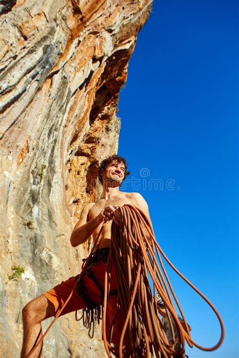 Climber With The Rope Stock Photo Image Of Atraction 63181018
