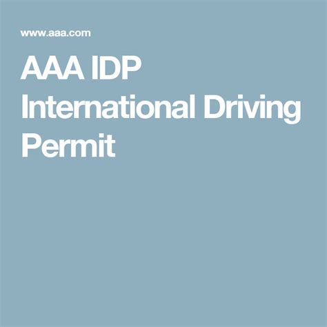 Aaa Idp International Driving Permit Driving Permit International